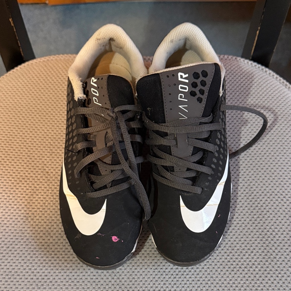 Kids’ Nike Vapor Black and White Baseball or Softball Shoes